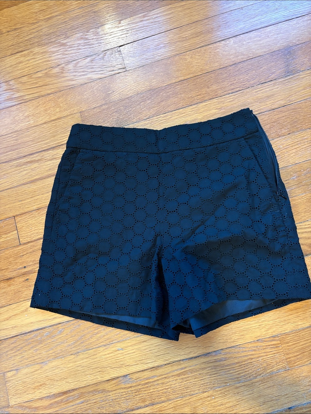 J. Crew Black Eyelet High-Waist Shorts